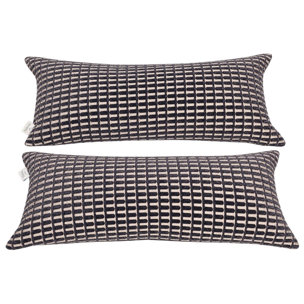Westex Lumbar Throw Pillows Set of 2 Navy Blue 24x12 Excellent Woven Geometric